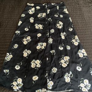 H&M Navy Blue Floral Midi/Maxi Skirt